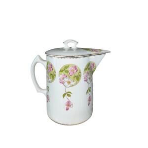 VTG Edwin M. Knowles Semi-vitreous China Chocolate‎ Pot With Lid Made In USA
